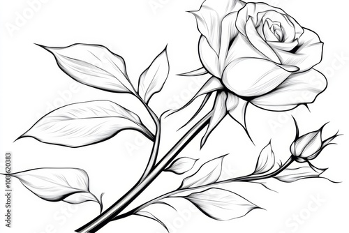 Wallpaper Mural Simple outline of a rosebud, drawn with minimal lines for a modern, elegant design Torontodigital.ca