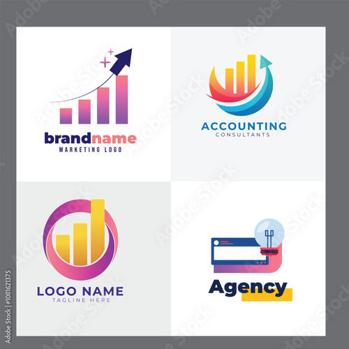 Flat design accounting logo collection flat design accounting logo template collection