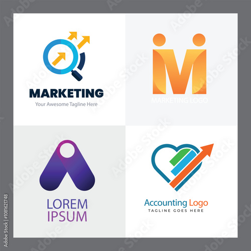 Flat design accounting logo collection flat design accounting logo template collection