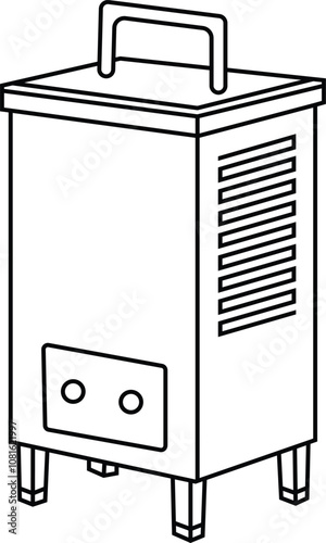 A detailed line art vector of a chiller machine, showcasing its structure and components, perfect for industrial and technical illustrations.