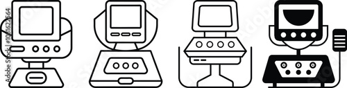 ultrasound machine silhouette vector, capturing the essential shape and components, ideal for medical and healthcare-themed designs.