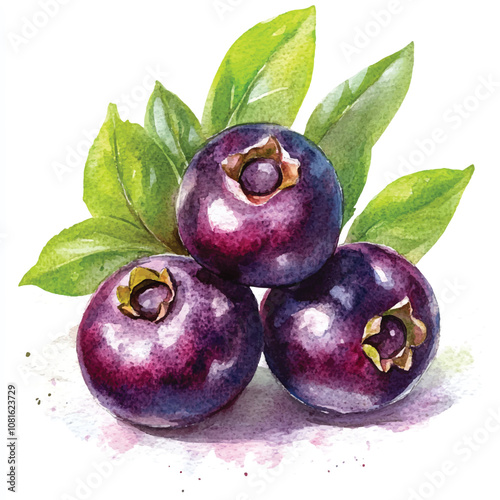 Olallieberry fruit watercolor clipart illustration