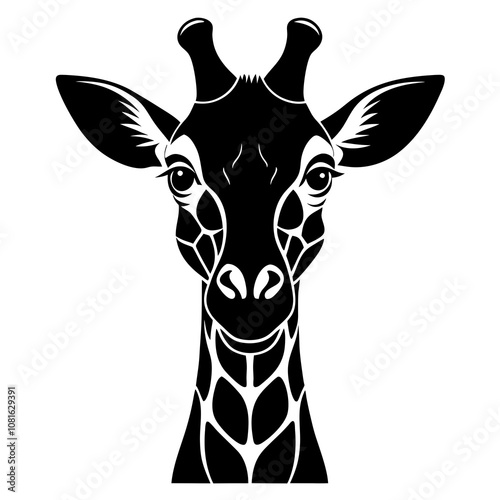 Giraffe head silhouette vector illustration on white background