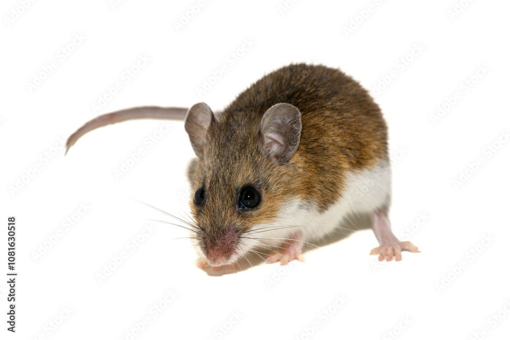 White-footed mouse (Peromyscus leucopus), deer mouse on white background White-footed mouse (Peromyscus leucopus), deer mouse on white background