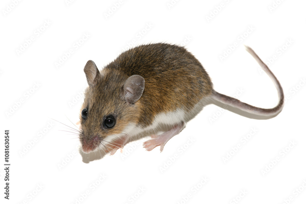 White-footed mouse (Peromyscus leucopus), deer mouse on white background White-footed mouse (Peromyscus leucopus), deer mouse on white background