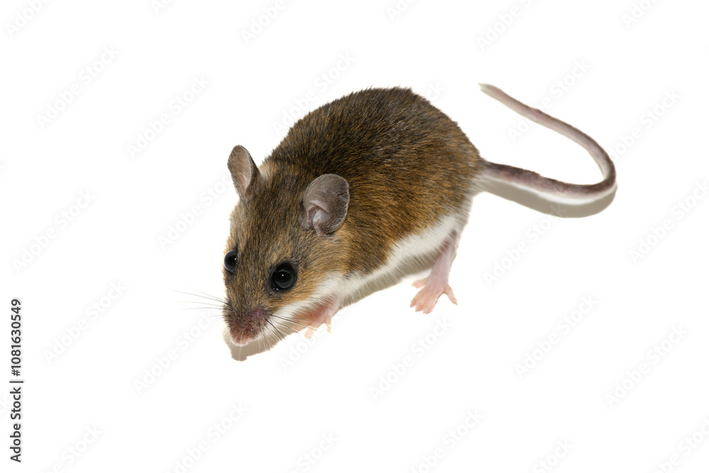 White-footed mouse (Peromyscus leucopus), deer mouse on white background White-footed mouse (Peromyscus leucopus), deer mouse on white background