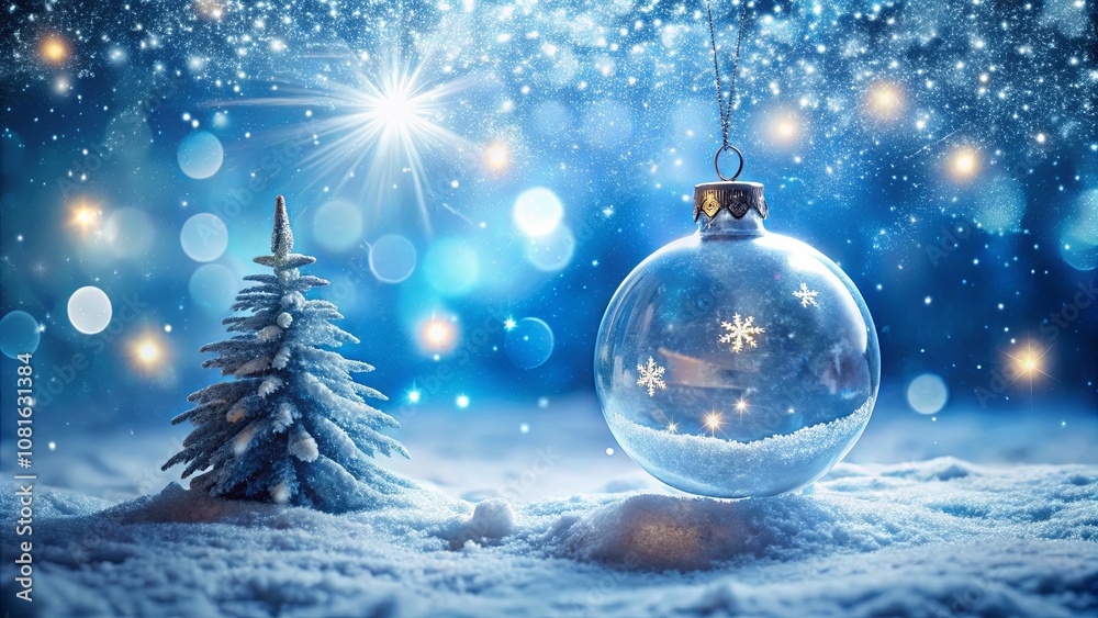 Winter Wonderland with Ornament and Snowy Tree Winter Wonderland with Ornament and Snowy Tree