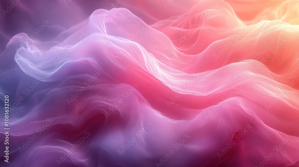 Obraz premium Abstract flowing fabric in soft pink and purple hues.