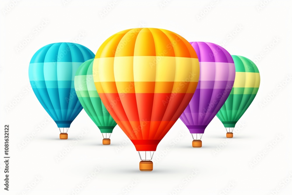 Fototapeta premium Colorful Hot Air Balloons Flying in Formation