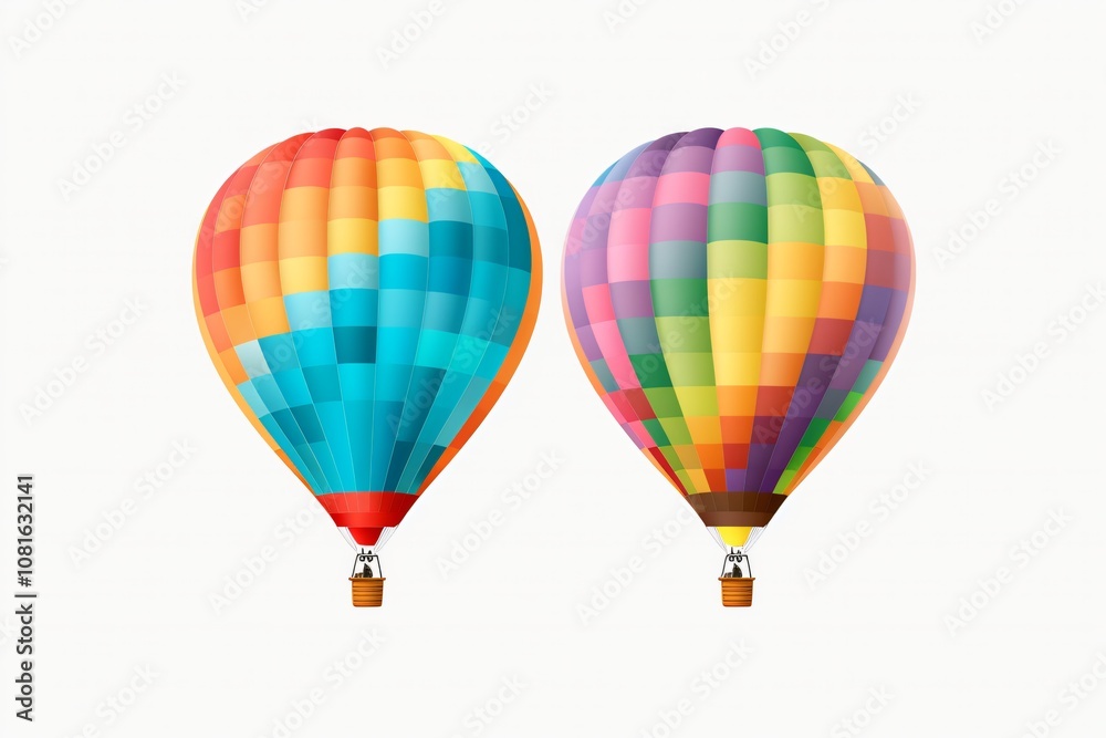 Naklejka premium Colorful Hot Air Balloons Isolated on White Background