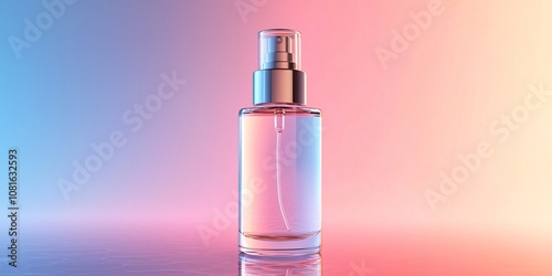 Glass Spray Bottle Mockup on Gradient Background