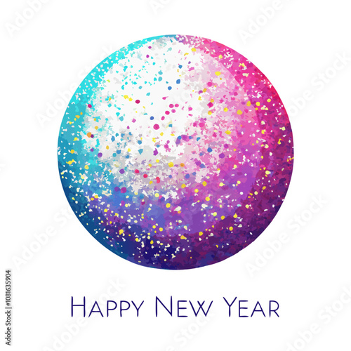 Happy New Year Watercolor Orb 