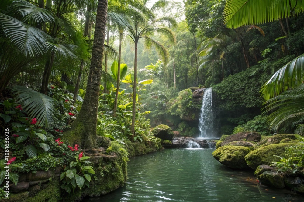 Tropical rain forest with trees Tropical rain forest with trees