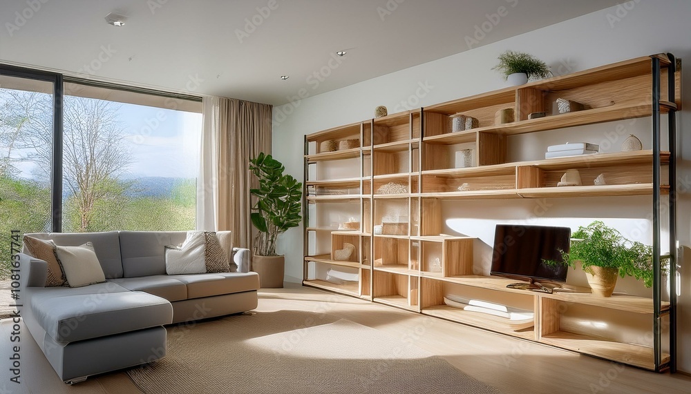 Fototapeta premium Design Your Ideal Storage with Modular Shelving Systems