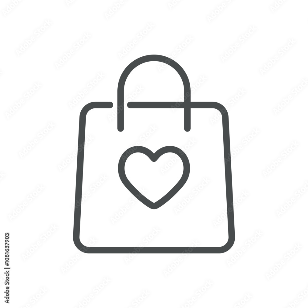 Heart Shopping Bag Icon with Love Symbol, Eco-Friendly Gift Bag, Minimalist Line Art for Retail and Merchandise Vector Illustration for Valentine Day Promotion and Sale
Heart Shopping Bag Icon with Love Symbol, Eco-Friendly Gift Bag, Minimalist Line Art for Retail and Merchandise Vector Illustration for Valentine Day Promotion and Sale