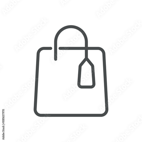 Shopping Bag Icon with Price Tag, Label or Tag Symbol, Minimalist Line Art for Retail and Merchandise Vector Illustration