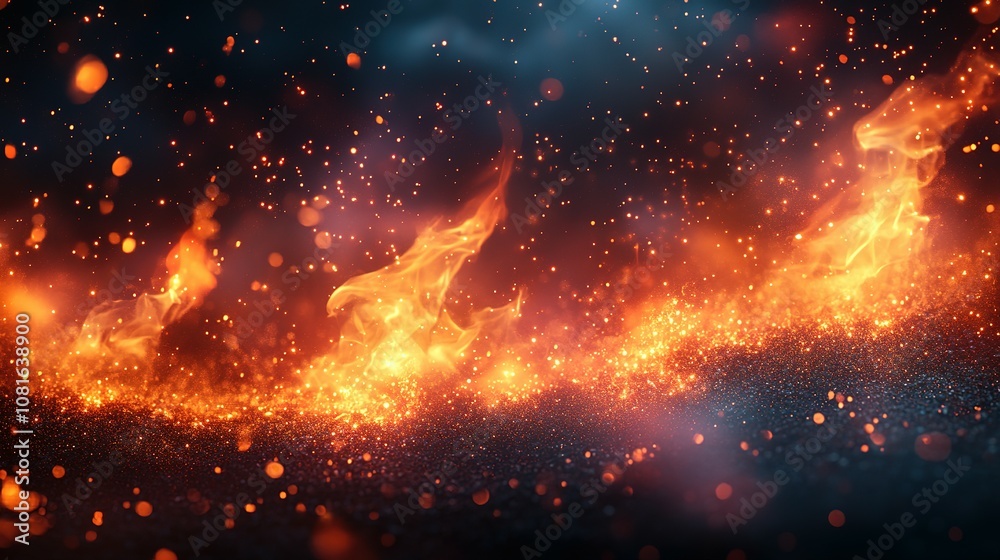 Abstract Background with Burning Embers and Sparks Abstract Background with Burning Embers and Sparks