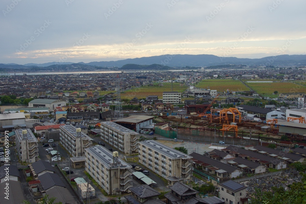 Obraz premium 亀島山から見える夕暮れ 玉島方面
