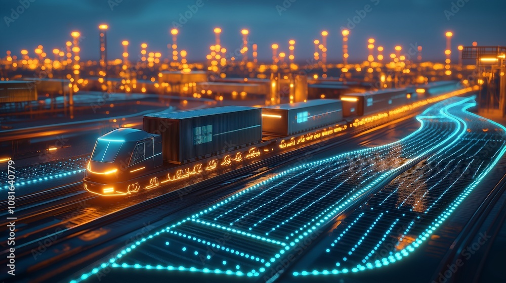 a cutting-edge, renewable energy-driven freight train system that moves cargo between distribution hubs that are fueled by solar energy. a cutting-edge, renewable energy-driven freight train system that moves cargo between distribution hubs that are fueled by solar energy.