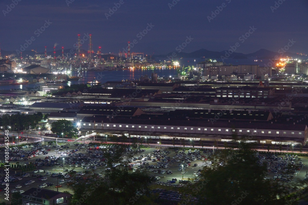 Fototapeta premium 亀島山から見える夕暮れ 玉島方面 