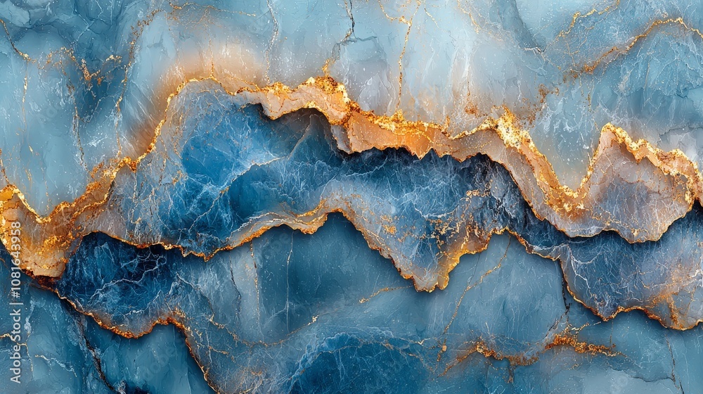 Abstract blue and gold marble texture with flowing patterns. Abstract blue and gold marble texture with flowing patterns.