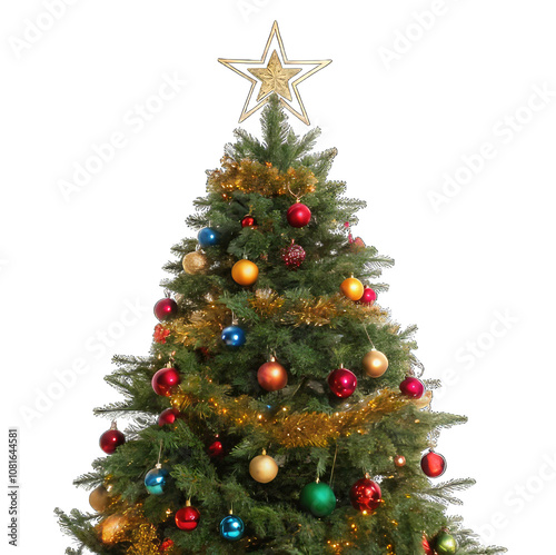 Christmas tree isolated on transparent background.