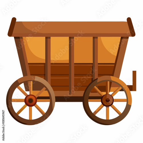 Old wooden wagon vector illustration on white background