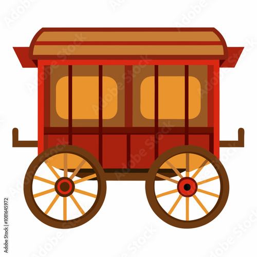 Old wooden wagon vector illustration on white background