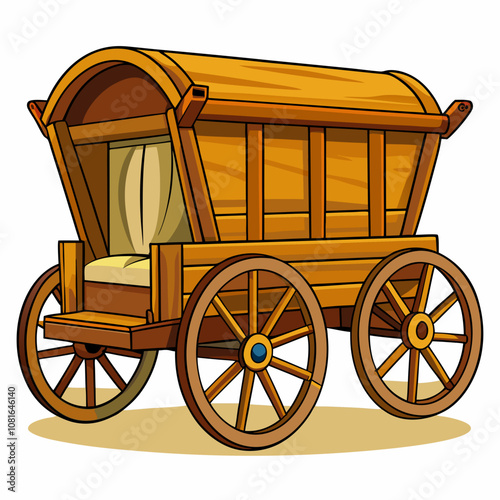 Old wooden wagon vector illustration on white background