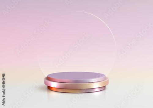 3D Metallic Gradient Podium...