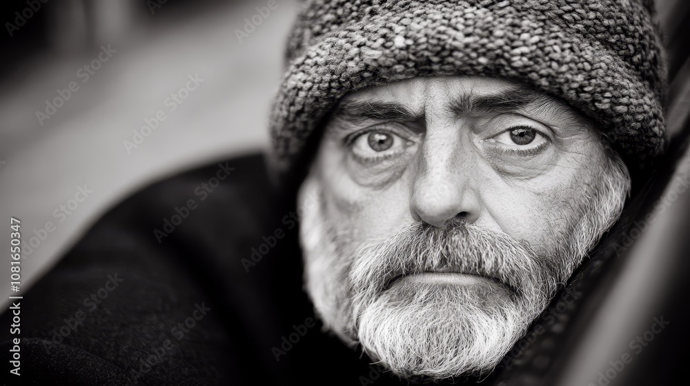A man with a white beard and a gray hat A man with a white beard and a gray hat
