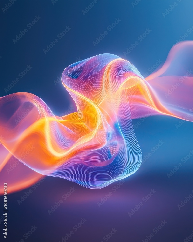 A vibrant, colorful wave of digital light, blending hues of orange and blue, creating a dynamic, fluid motion against a soft background. A vibrant, colorful wave of digital light, blending hues of orange and blue, creating a dynamic, fluid motion against a soft background.