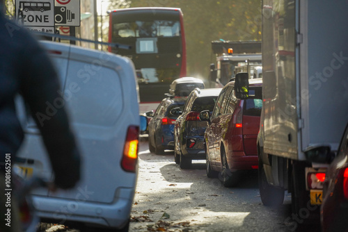 urban road traffic. detail. daytime photo.