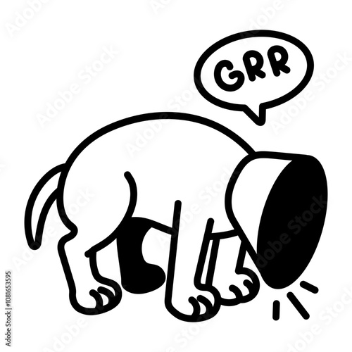 Dog stuck icon in doodle style 


