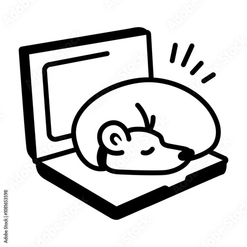 Dog sleeping icon in doodle style 

