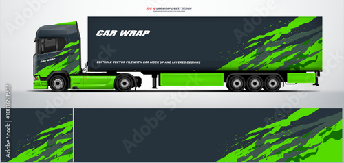 semi truck and trailer wrap livery design. vector file printing below