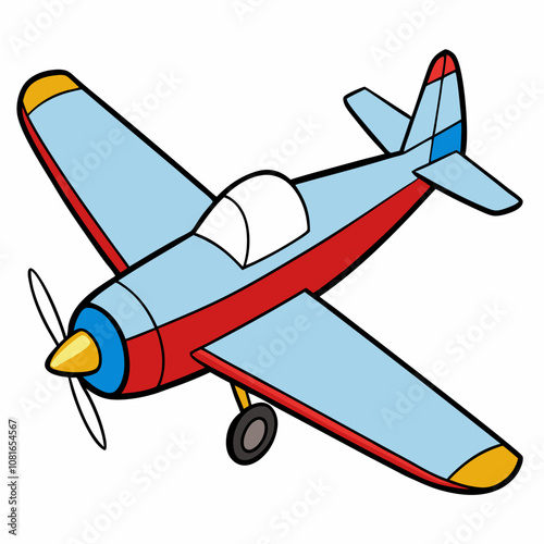 Colorful Propeller Airplane Vector Illustration with White Background, Skywriting Plane