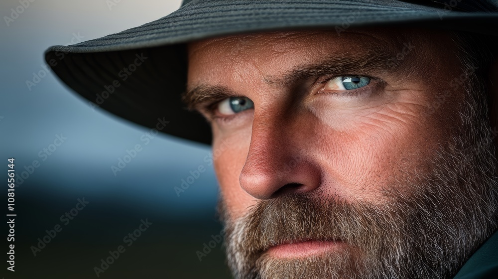 A close up of a man wearing a hat A close up of a man wearing a hat