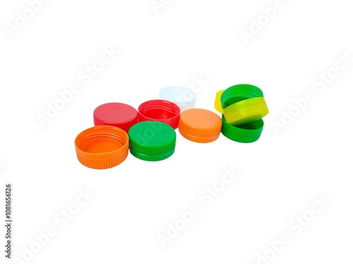 Isolated photo of bottle caps in the white background. 