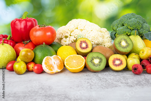 Fototapeta Naklejka Na Ścianę i Meble -  A wide variety of fresh fruits and vegetables