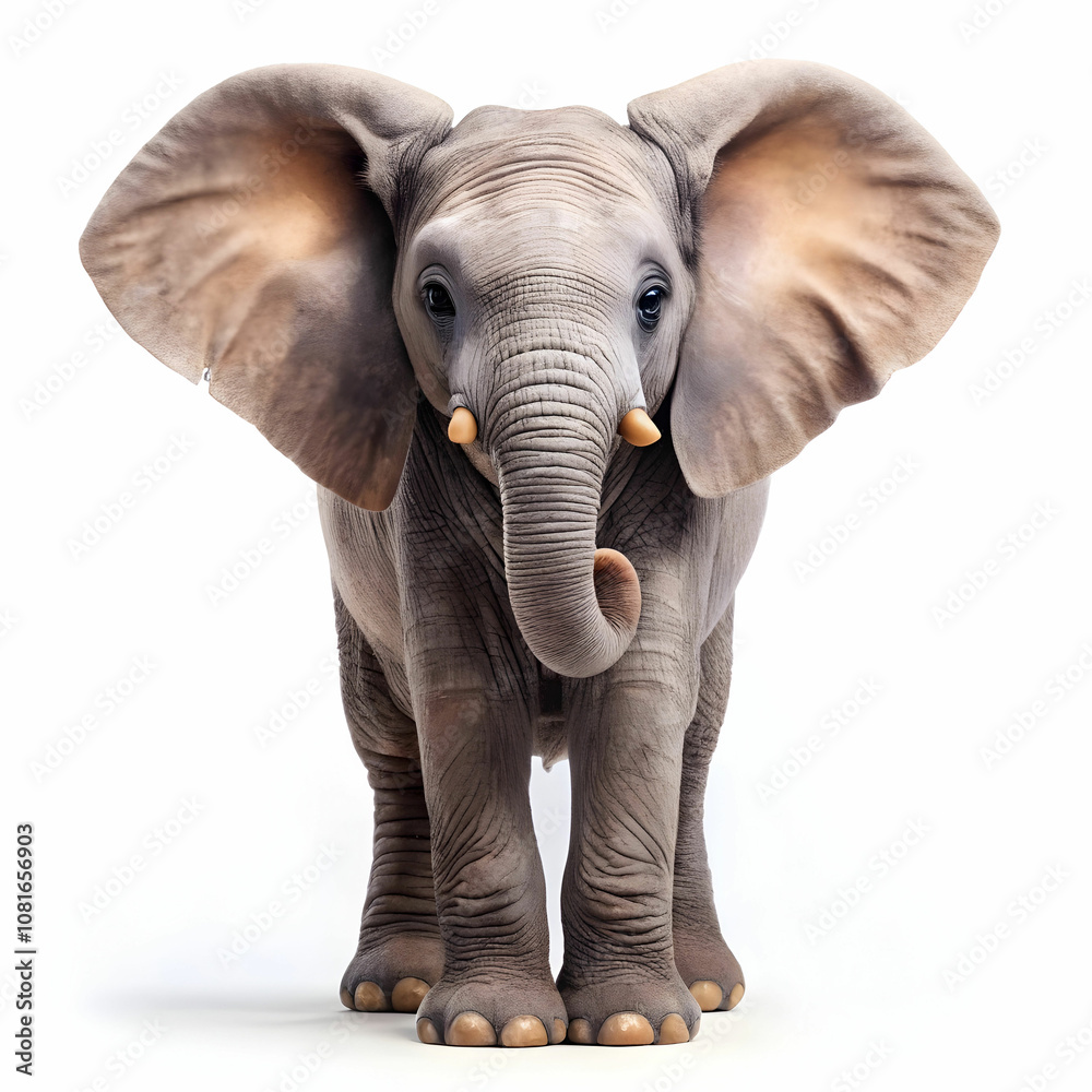 Fototapeta premium Adorable Elephant in a Studio, Isolated