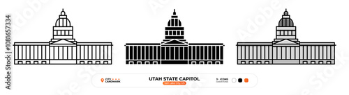 Utah State Capitol Line Icon. US Salt Lake City, US Color Symbol, Silhouette,  Editable Stroke.