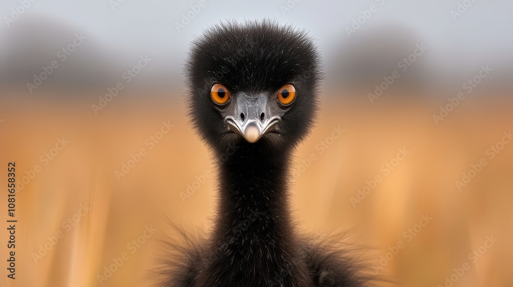 Naklejka premium A close up of an emu looking at the camera