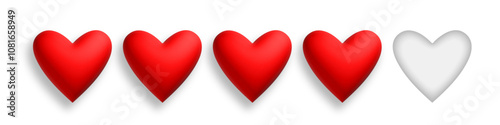 Love rate 3d vector concept. Realistic heart fot rating, review, feedback or satisfaction status 