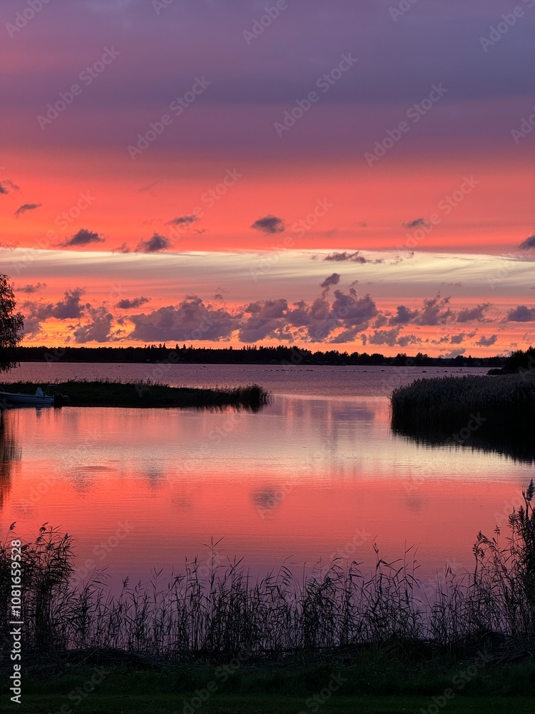 Fototapeta premium sunset over the river