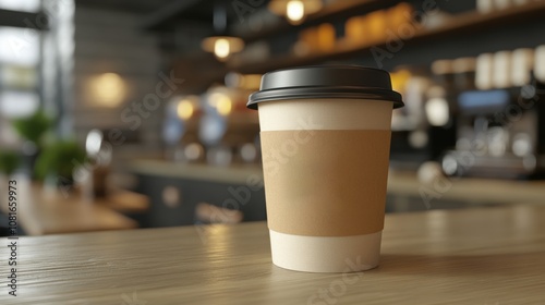 Coffee Cup on Counter in Cafe