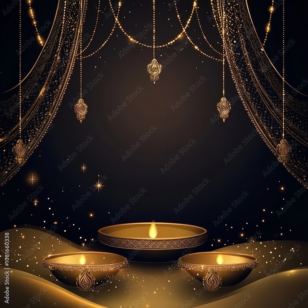 A vibrant Diwali celebration at night with glowing candles and water droplets, A vibrant Diwali celebration at night with glowing candles and water droplets,