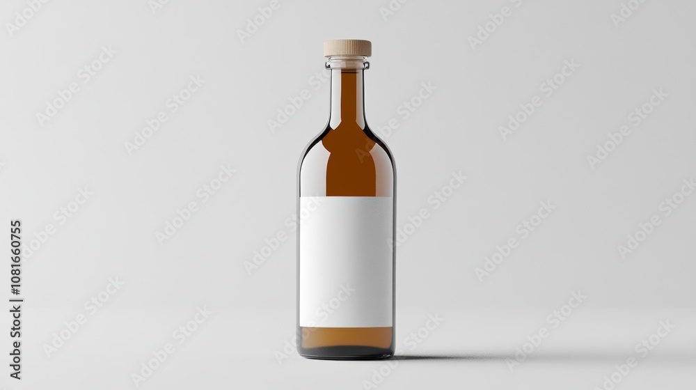 Glass Bottle Mockup with Blank Label Glass Bottle Mockup with Blank Label