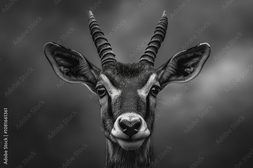Fototapeta premium Close-up portrait of a majestic antelope with striking horns