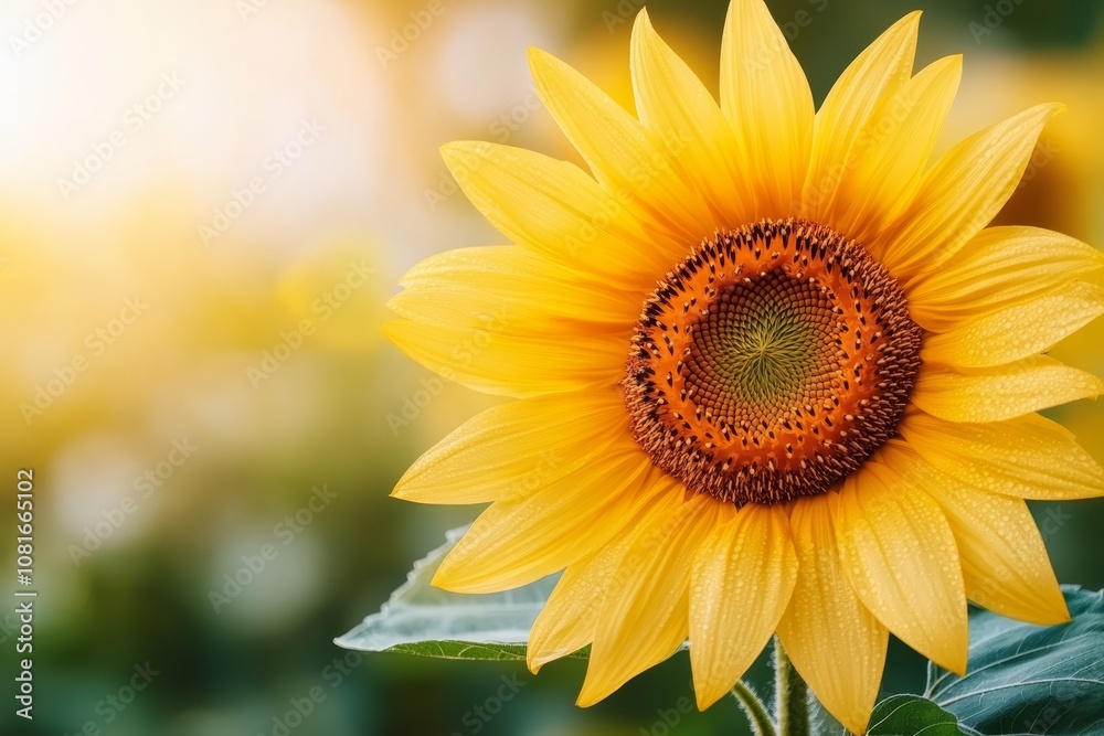 A sunflower with water droplets on the petals of it A sunflower with water droplets on the petals of it